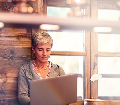 A woman on a laptop