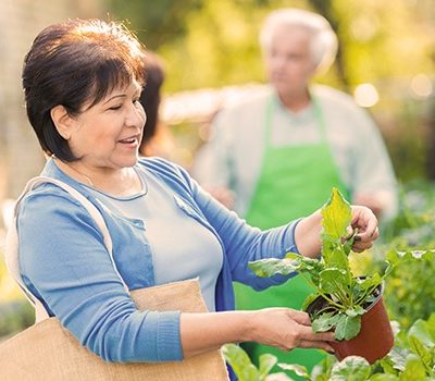 A woman gardening