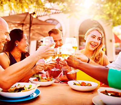 People enjoying a meal outside