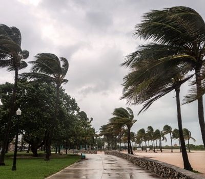 A beach during a storm