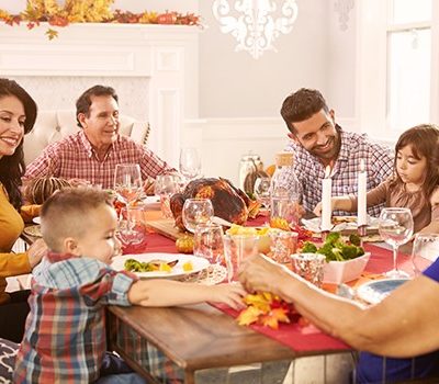 A family having dinner on Thanksgiving