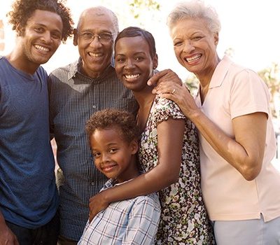 A family taking a photo together