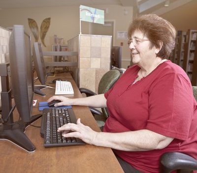 A woman on computer