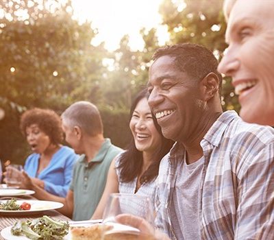 People eating outside