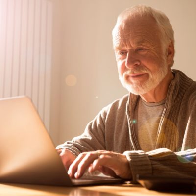 A man on computer