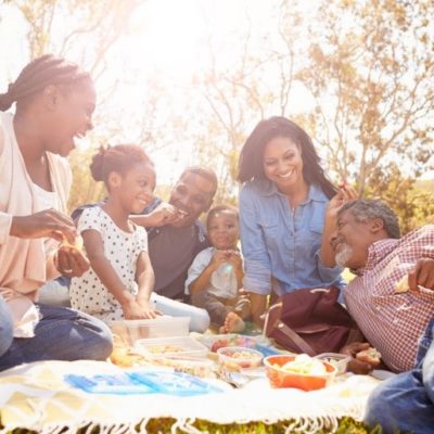 A family enjoying a picnic in a park