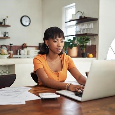 woman on computer typing