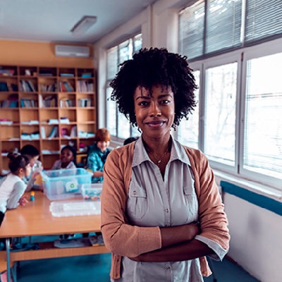 teacher standing in front of class