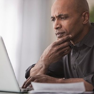 person reviewing information on a computer