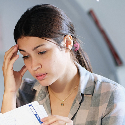 Woman reviewing documents